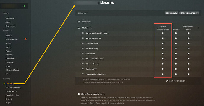 Library Recommended settings