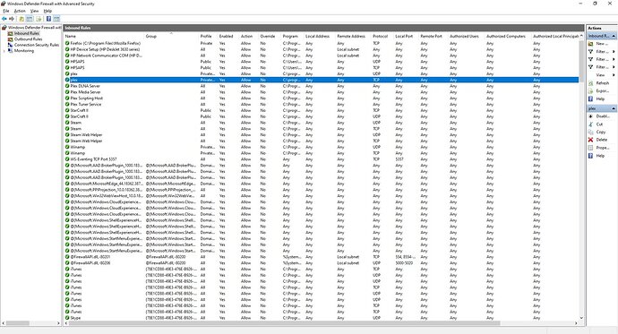 Windows Firewall Plex 10.31.2020