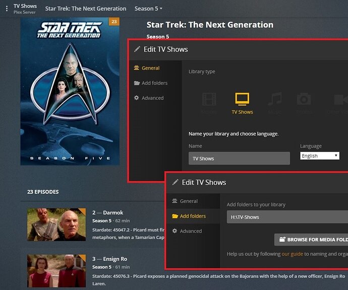 Plex screenshot - TV Shows - episodes displayed correctly