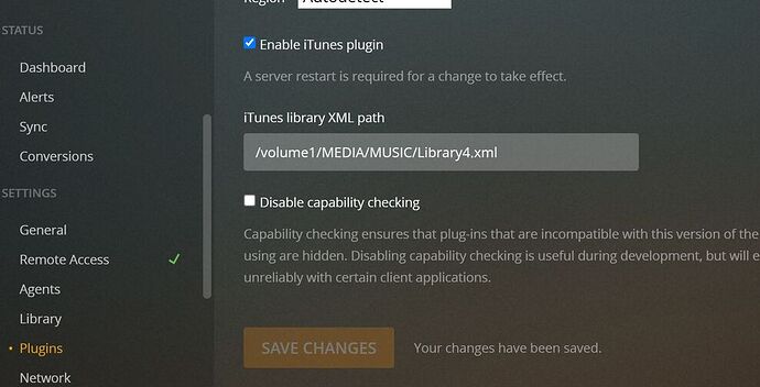 corrected path for plex NOT the xml file