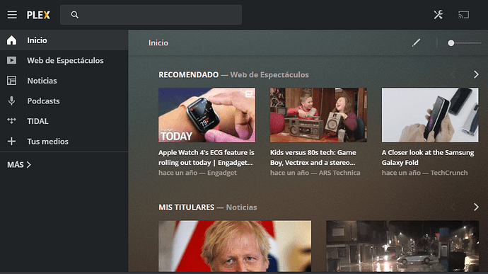 Pantalla principal Plex