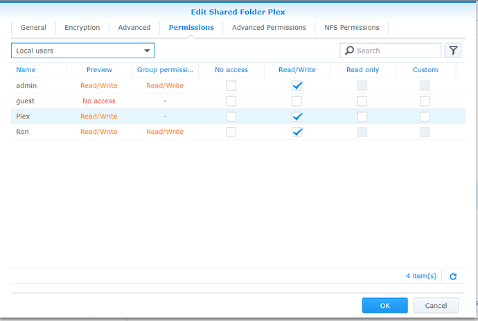 Plex permissions