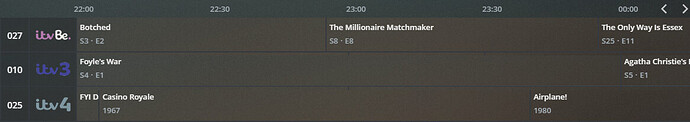 ITV Be, ITV3 and ITV4 - For comparison