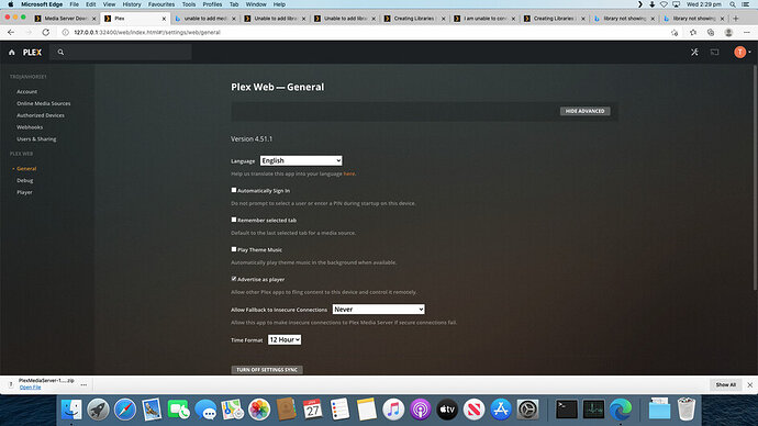 Plex Server settings