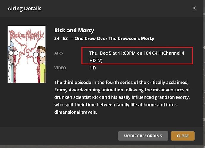 4 - scheduled for C4 HD only