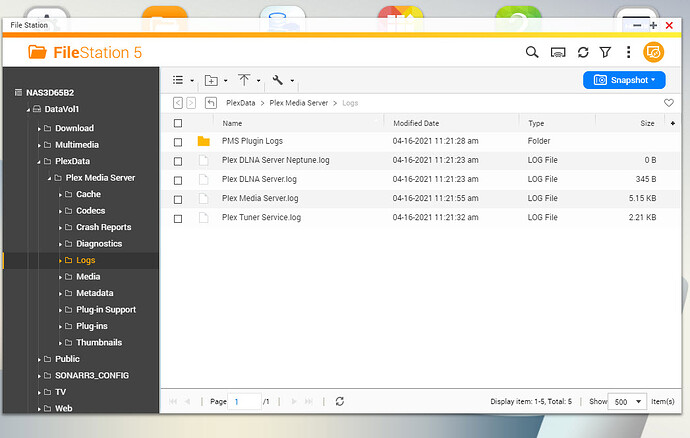 Logs screenshot