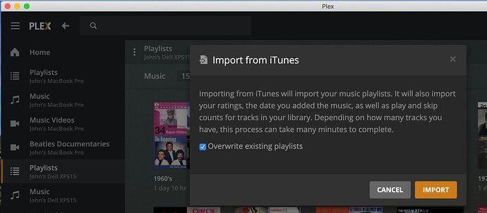 MacOS window for updating Playlists.