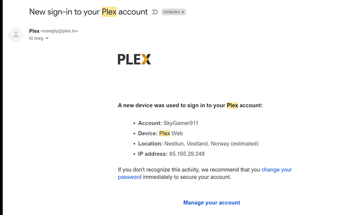 plex account possibly hacked