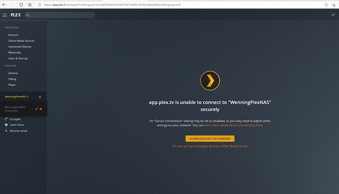 Plex Unaccessable