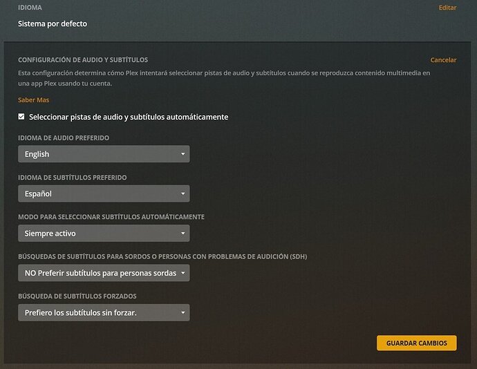Audio and subtitles settings