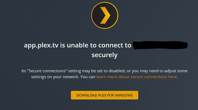 Unable To Connect Securely Error