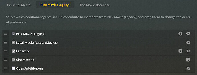 legacy Plex agent priority