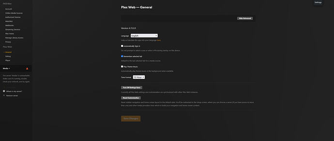 Plex Settings