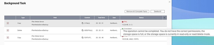 QNAP - PMS folder copy fail