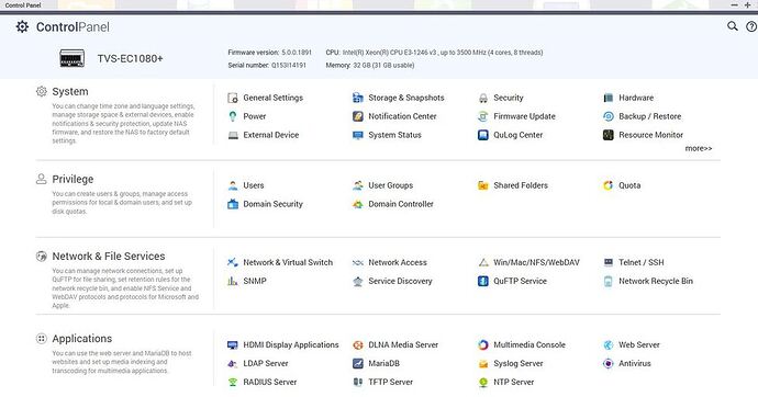 screenshot of Qnap