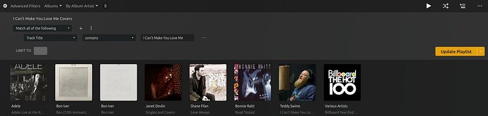 Smart Playlist "I Can't Make You Love Me" Plex GUI