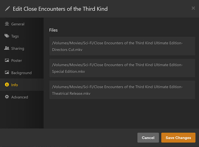 Plex - Edit-Info Window - Close Encounters