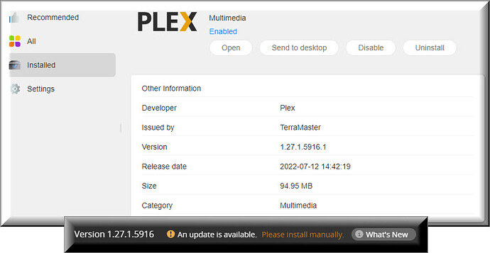 TNAS 5.0 Plex Update