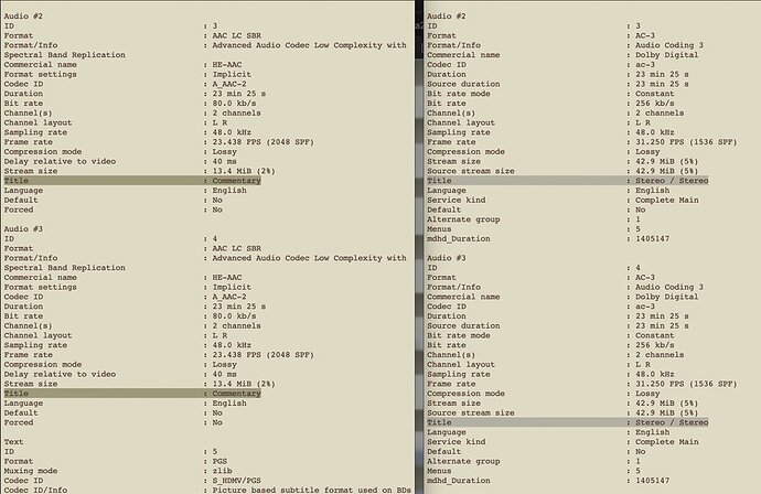 MediaInfo from both files