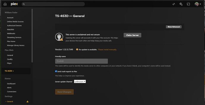plex claim server