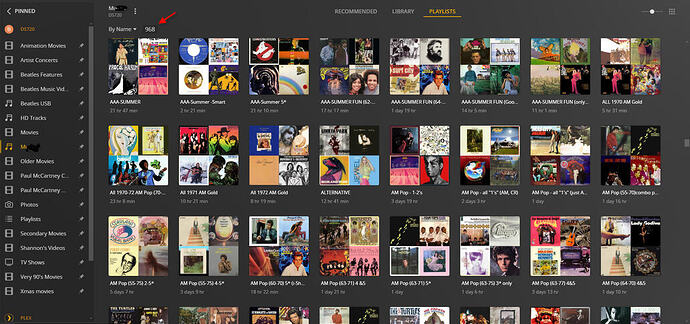 Capture showing all 968 playlists in Plex (April 3, 2024)