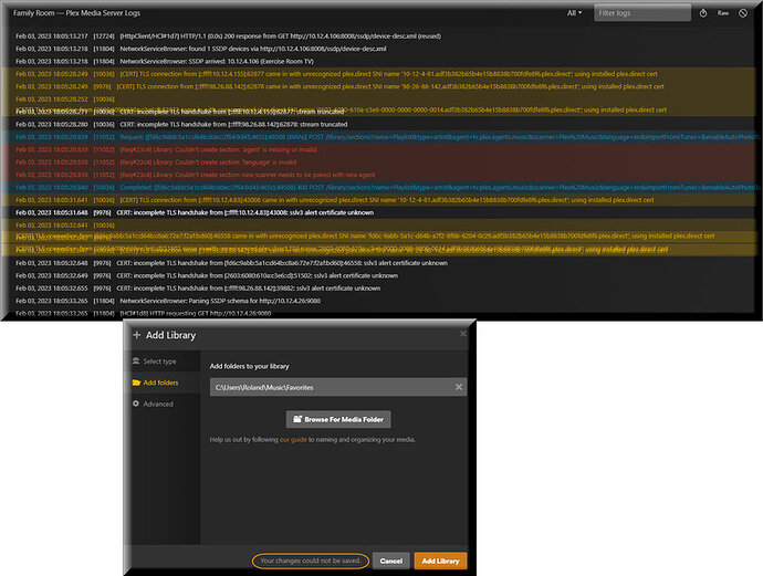 Cert Errors and Music Library