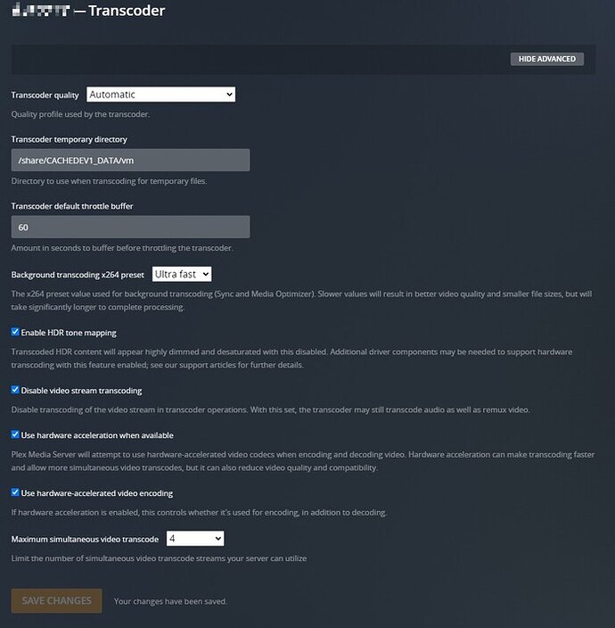 plex transconder setting