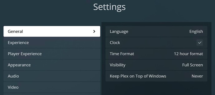 HTPC Settings General
