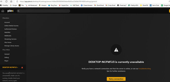 Plex unavailable