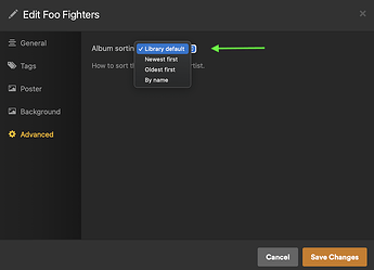 Configure album order for an individual artist