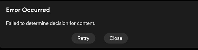 plex app playing error