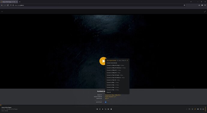 plex web app only 1080p available