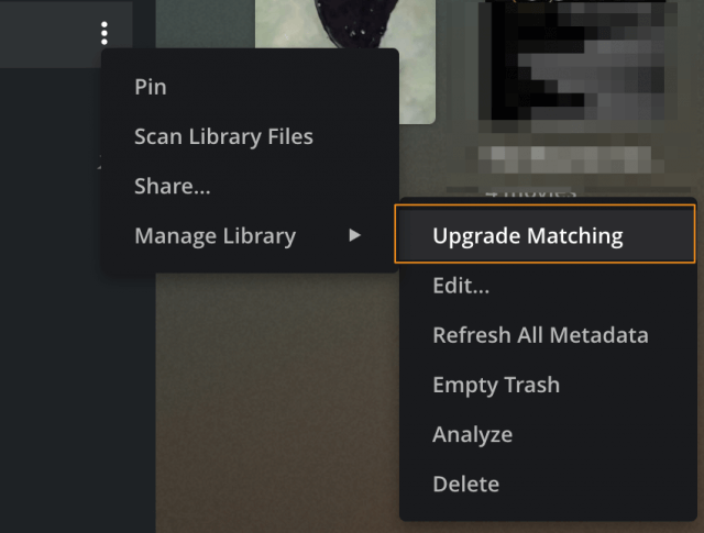Manage Library menu