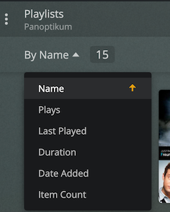 Example 2: Sorting options for playlits
