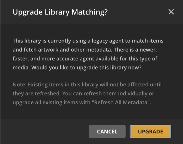 Update library dialog