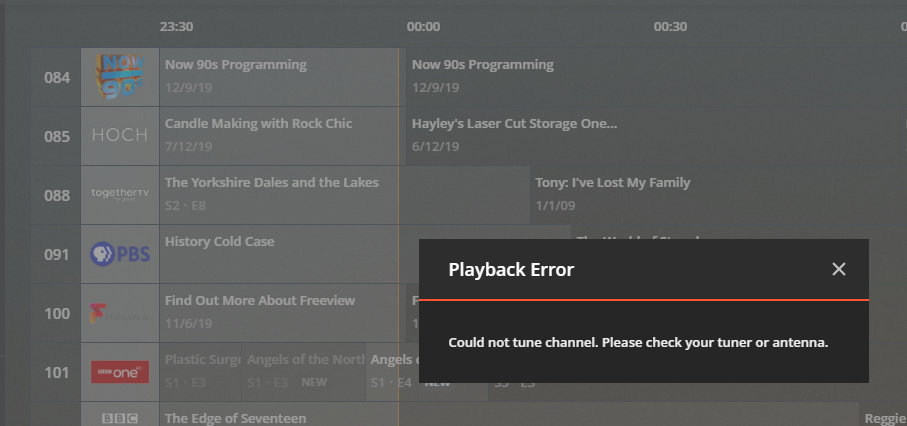 PBS America Playback Error when Teleshopping should be on
