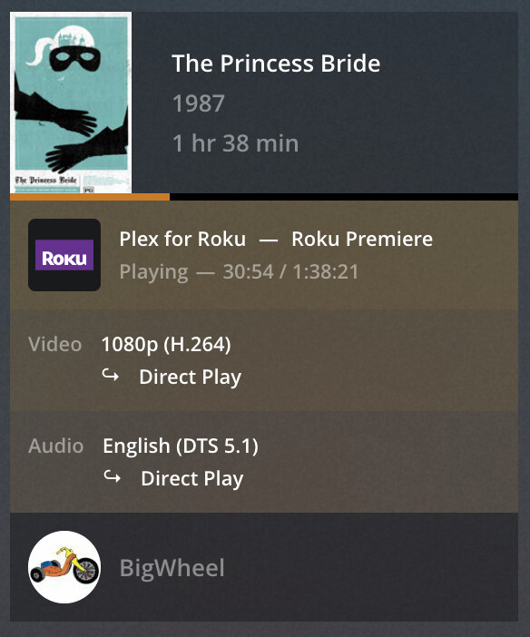 Exemplary screenshot from the "now playing" section