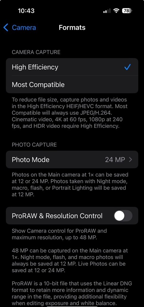 apple photo settings