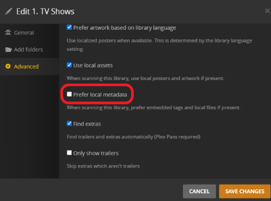 PREFER LOCAL METADATA