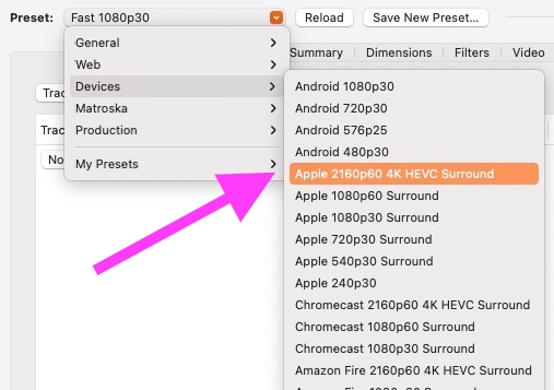 Handbrake Presets 4K