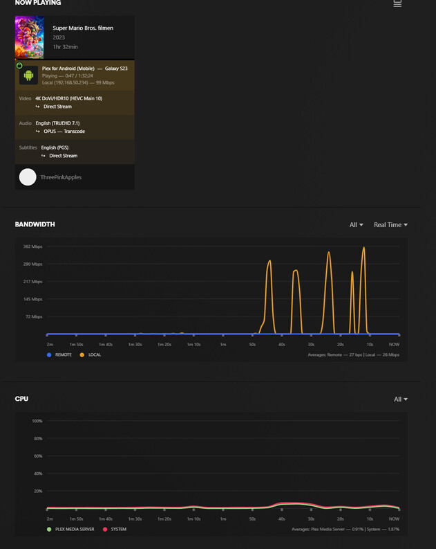 Direct Stream video+subtitles with audio transcode on phone