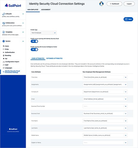 Identity Security Cloud Connection Settings - Non Employee