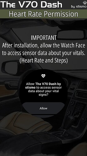 Play Store - Screenshots - HR Permission- The V70 Dash
