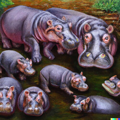DALL·E 2023-04-30 15.47.29 - 8 Hippo babies, a painting