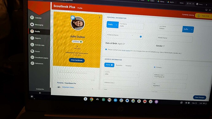 Asst Den Leader left menu