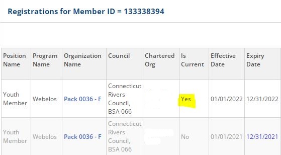 J registrations at myScouting