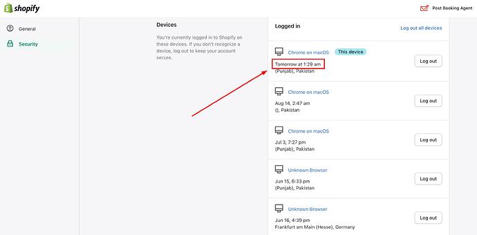 Shopify Account Settings Bug