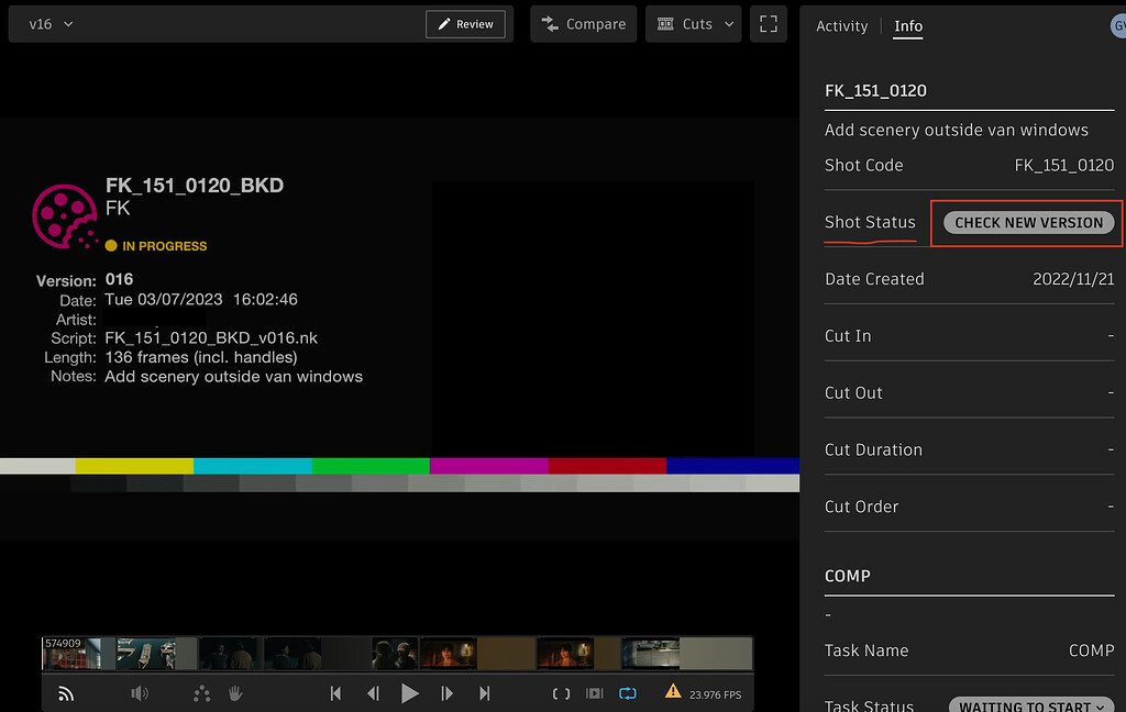 Change shot status in shotgrid create create community flow