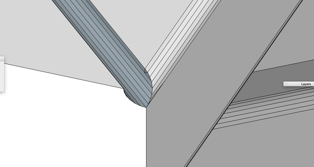 How to make a concave and convex chamfered edge meet? SketchUp