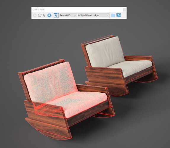 high vs proxy in Thea in Sketchup with edges